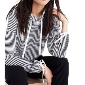 Black and White Striped Sweater Top